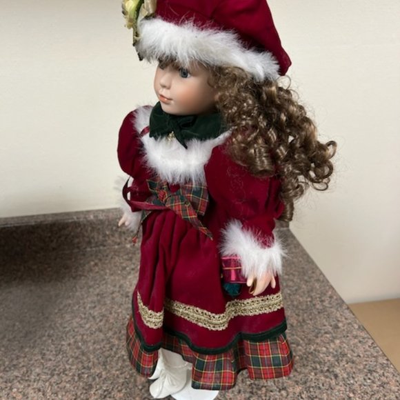 Victoria's Garden Porcelain Christmas Doll - Picture 4 of 11